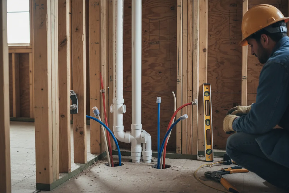 Drain and supply rough-in during Toilet Repair and Installation in Delmont