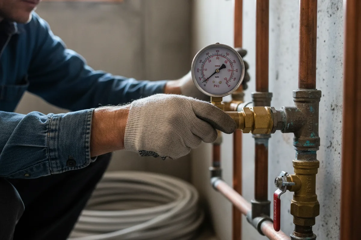 Pressure testing a repaired line during Water Line Repair in Delmont